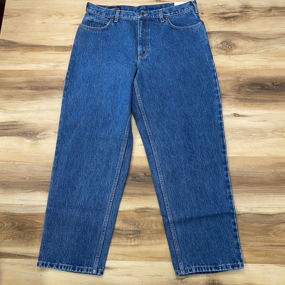 Lands End Jeans 36x30 Denim Straight Leg Relaxed Fit Indigo Blue Cotton